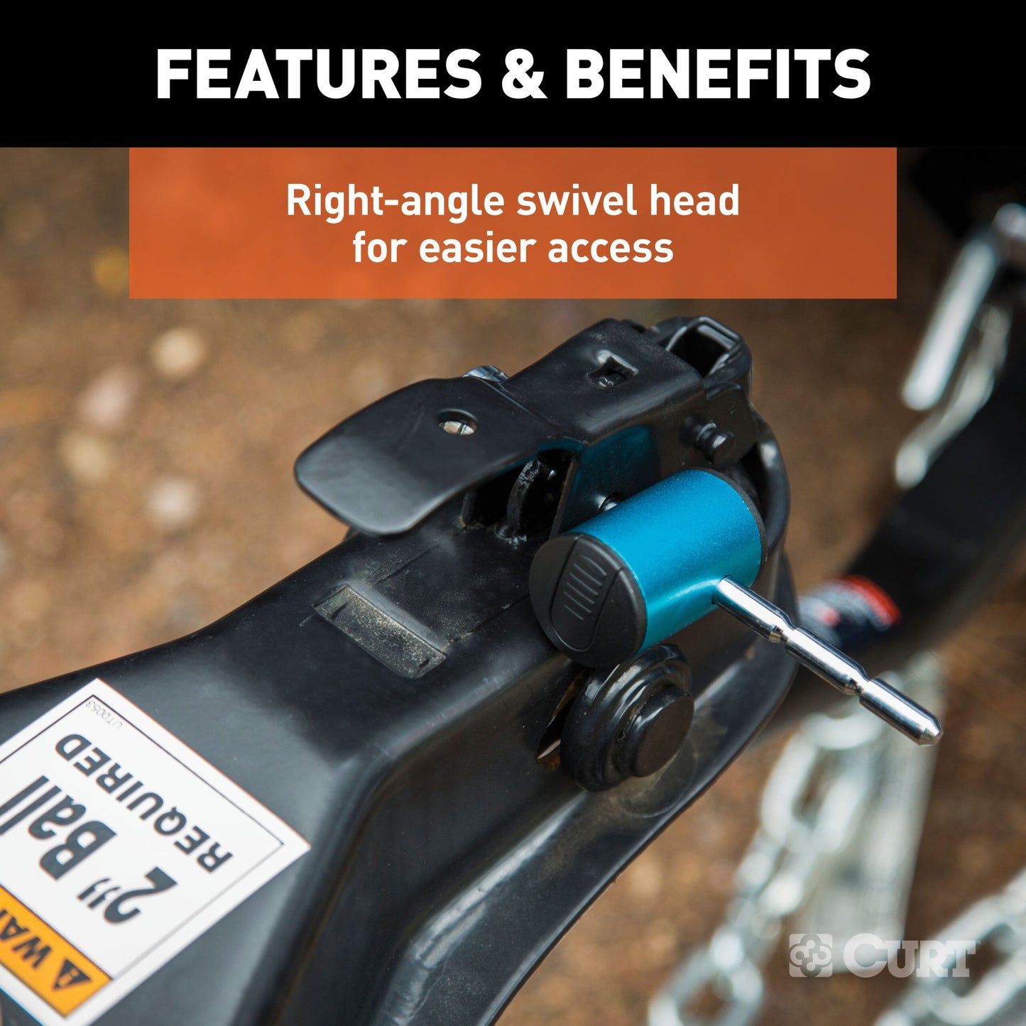 CURT Coupler Lock (1/4" Pin, 1" to 3" Latch Span, Right-Angle, Chrome) - 23503