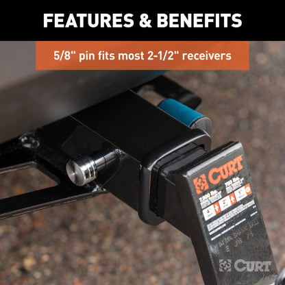 CURT 5/8" Hitch Lock (2" or 2-1/2" Receiver, Right-Angle, Chrome) - 23504