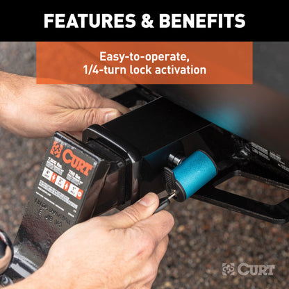 CURT 5/8" Hitch Lock (2" or 2-1/2" Receiver, Right-Angle, Chrome) - 23504