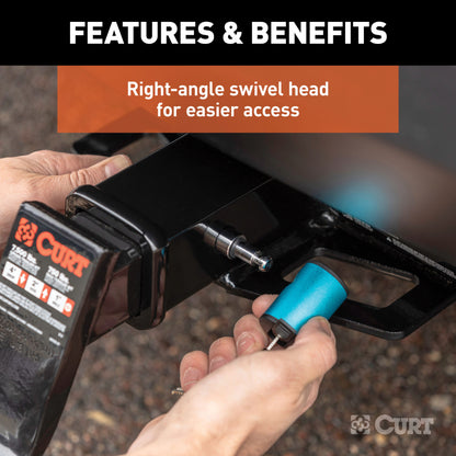 CURT 5/8" Hitch Lock (2" or 2-1/2" Receiver, Right-Angle, Chrome) - 23504