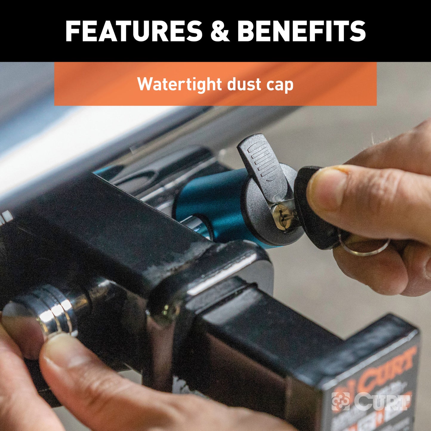 CURT 1/2" Hitch Lock with 5/8" Adapter (1-1/4" or 2" Receiver, Right-Angle, Chrome) - 23506