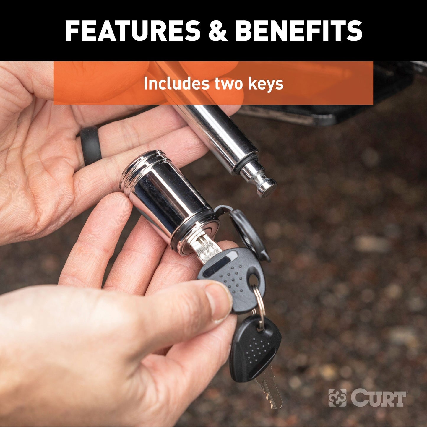 CURT 5/8" Hitch Lock (2" Receiver, Barbell, Chrome) - 23515