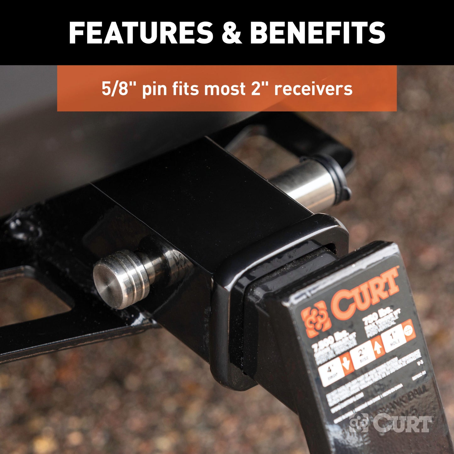 CURT 5/8" Hitch Lock (2" Receiver, Barbell, Stainless) - 23516
