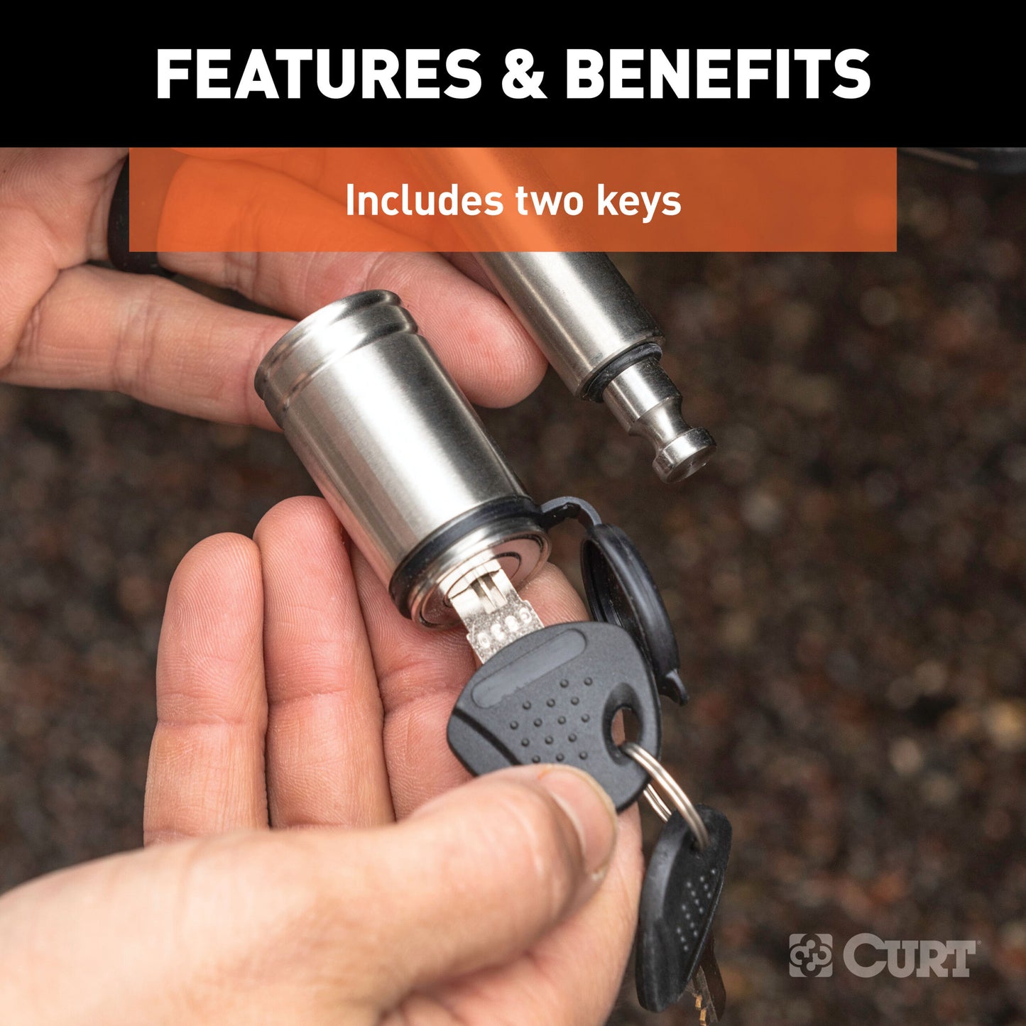 CURT 5/8" Hitch Lock (2" Receiver, Barbell, Stainless) - 23516