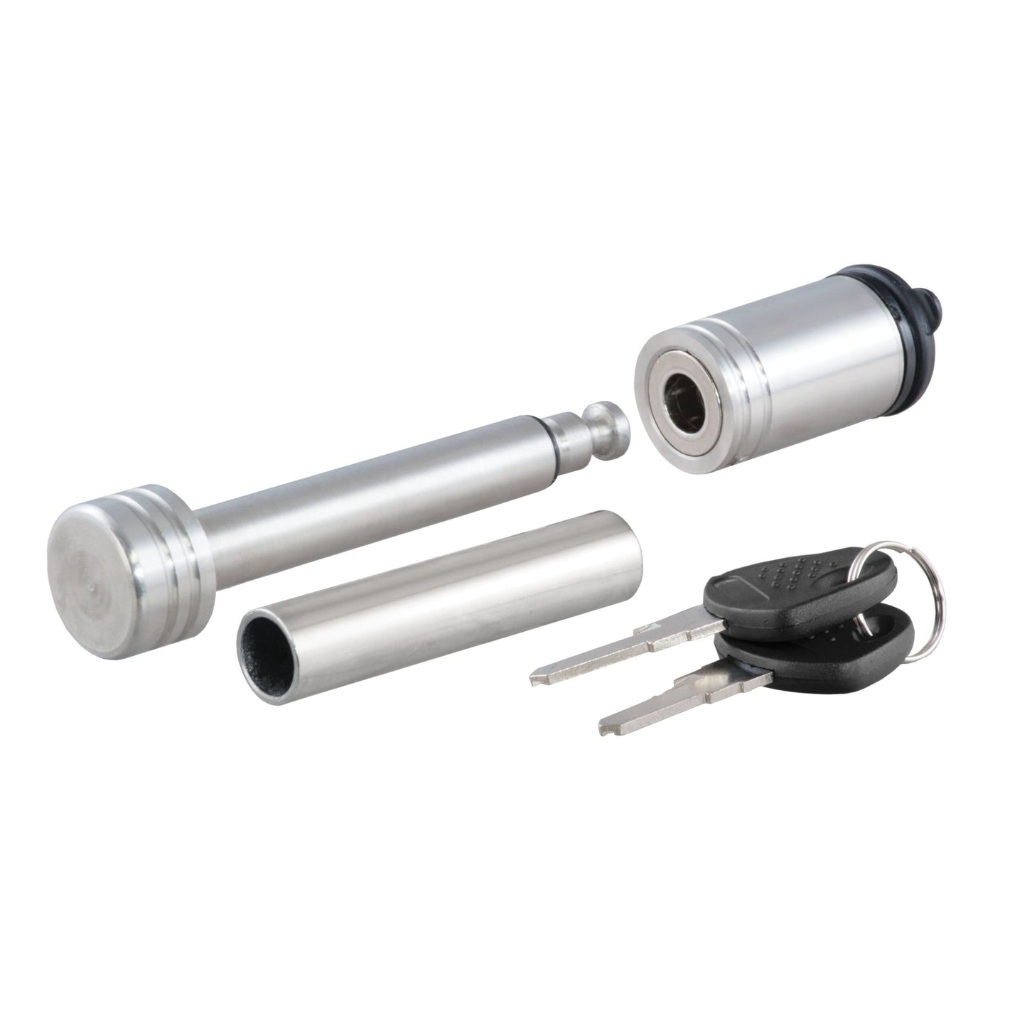 CURT 1/2" Hitch Lock with 5/8" Adapter (1-1/4" or 2" Receiver, Barbell, Stainless) - 23517