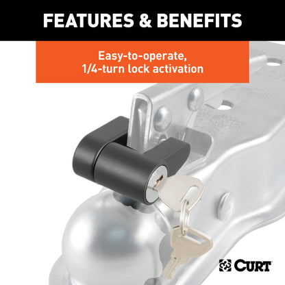 CURT Coupler Lock (1/4" Pin, 3/4" Latch Span, Padlock, Black) - 23521