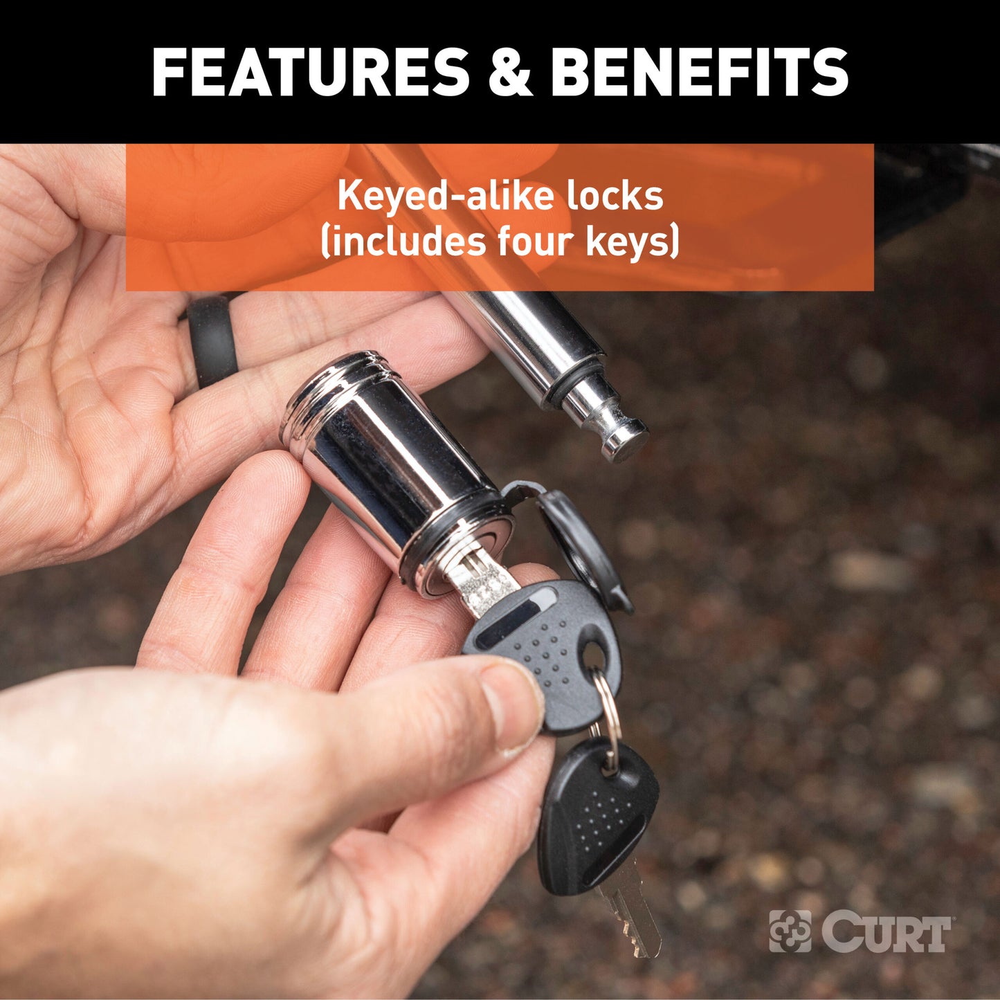 CURT Hitch & Coupler Lock Set (2" Receiver, 2-1/2" Latch) - 23527