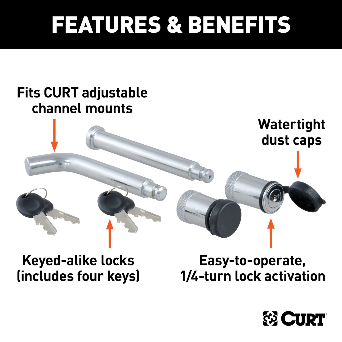 CURT Channel Mount Lock Set (5/8" Diameter) - 23556
