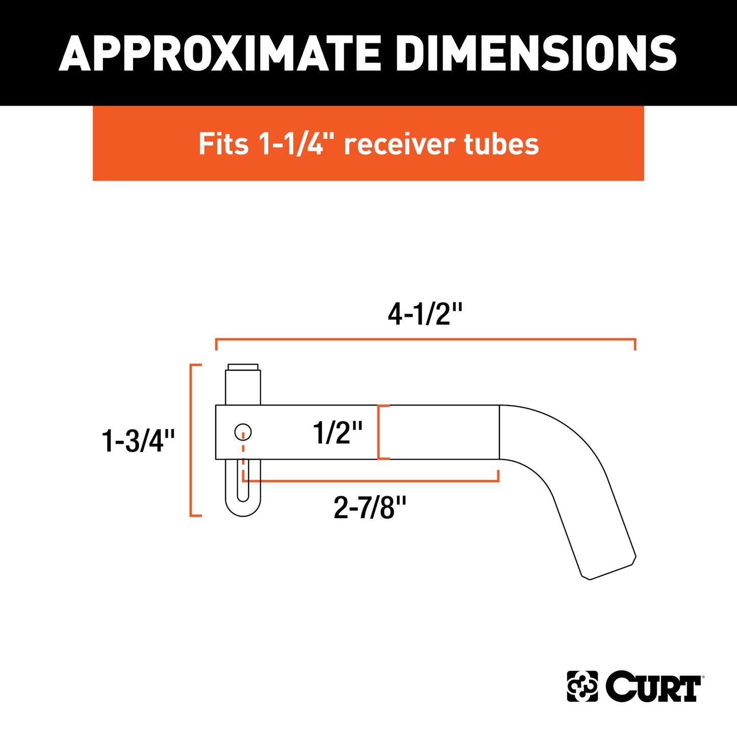 CURT 1/2" Swivel Hitch Pin (1-1/4" Receiver, Stainless, Packaged) - 23581