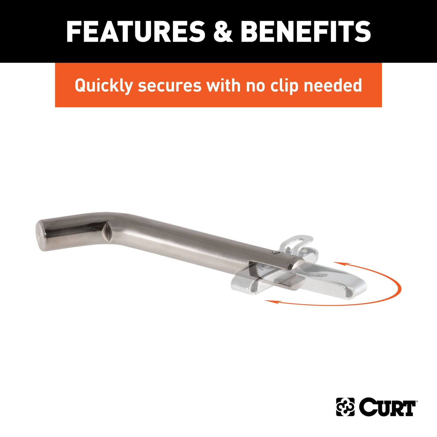 CURT 1/2" Swivel Hitch Pin (1-1/4" Receiver, Stainless, Packaged) - 23581