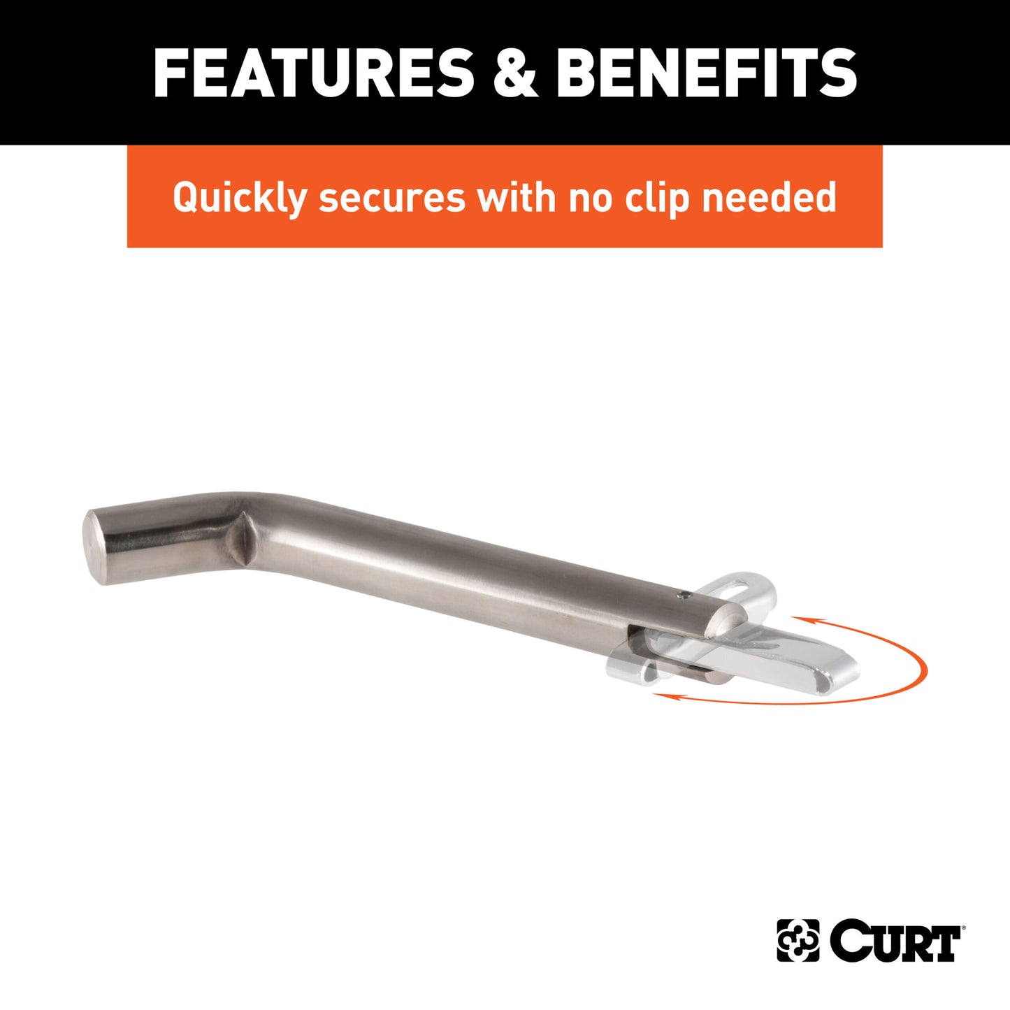 CURT 5/8" Swivel Hitch Pin (2" Receiver, Stainless, Packaged) - 23582
