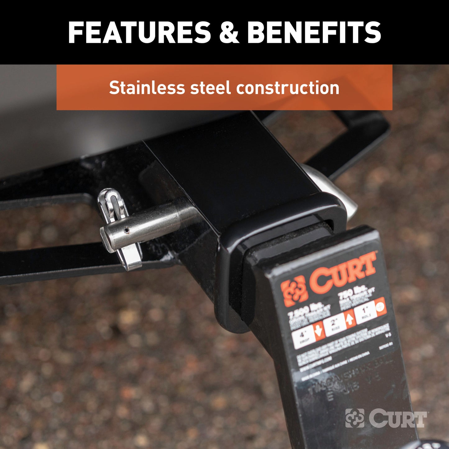 CURT 5/8" Swivel Hitch Pin (2" Receiver, Stainless, Packaged) - 23582