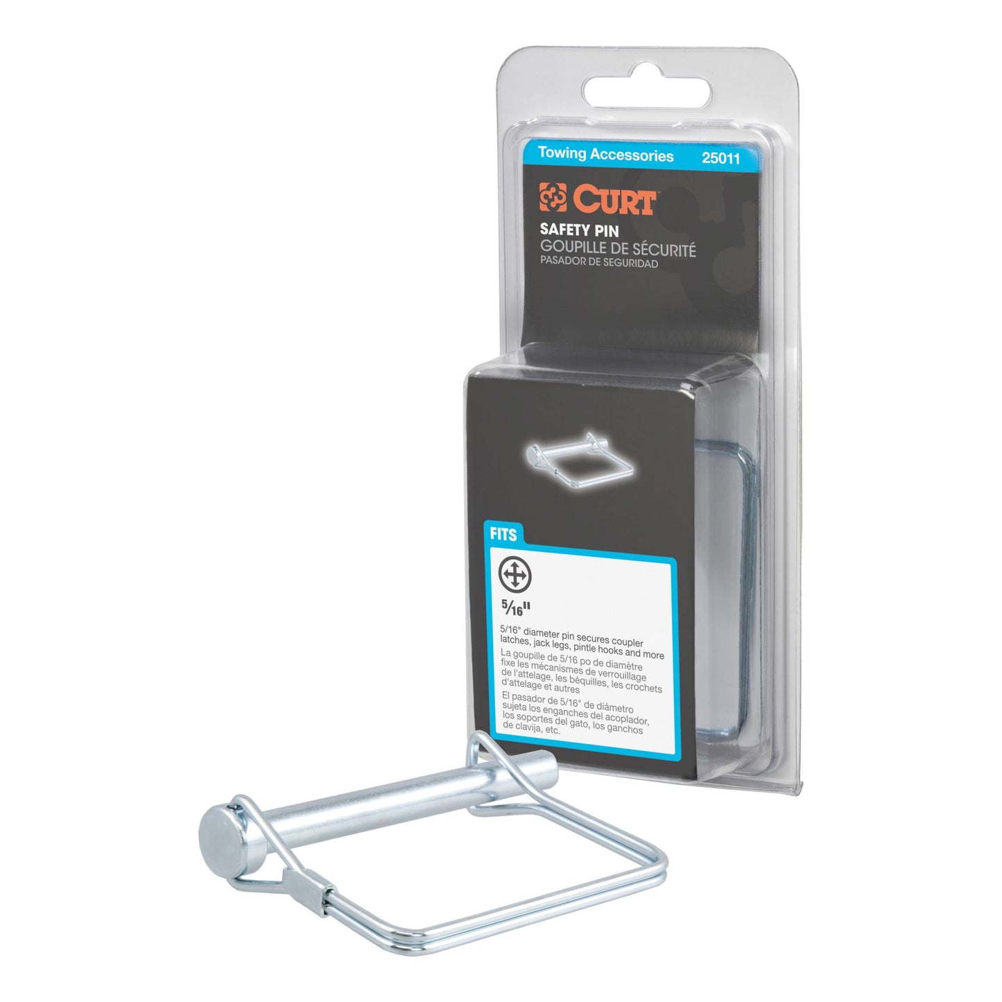 CURT 5/16" Safety Pin (3" Pin Length, Packaged) - 25011