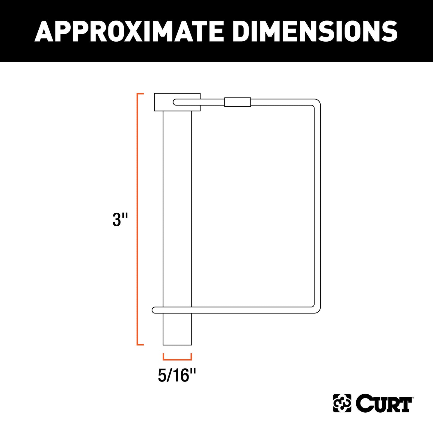 CURT 5/16" Safety Pin (3" Pin Length, Packaged) - 25011