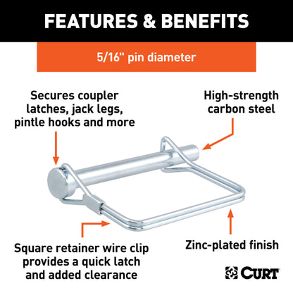CURT 5/16" Safety Pin (3" Pin Length, Packaged) - 25011