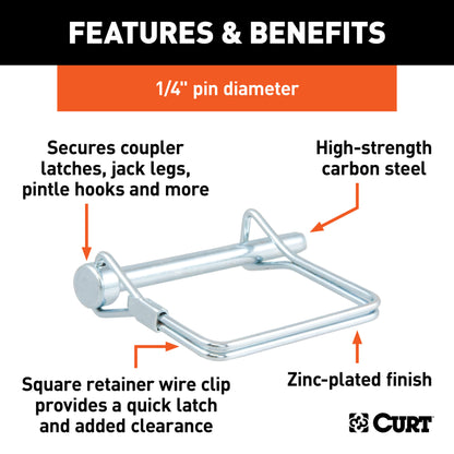 CURT 1/4" Safety Pin (2-3/4" Pin Length, Packaged) - 25081