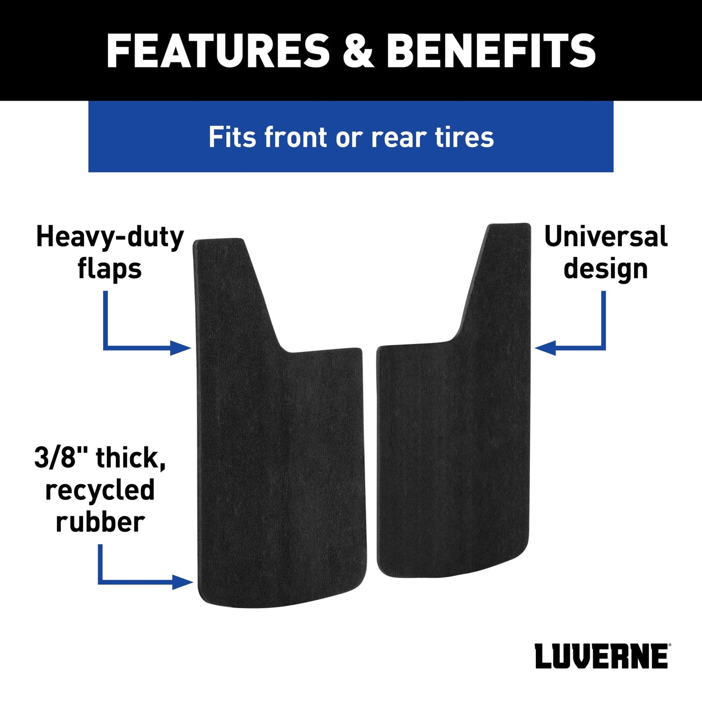 Luverne Universal Front or Rear 14" x 23" Textured Rubber Mud Guards (2 Flaps)