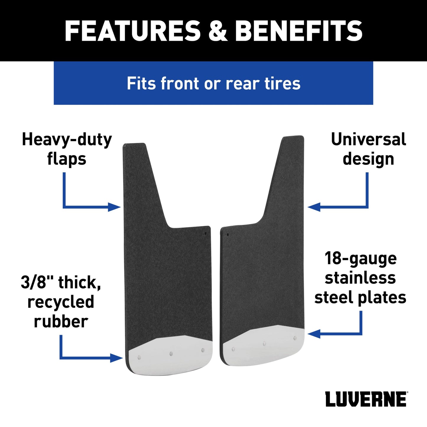 Luverne Universal Front or Rear 12" x 20" Textured Rubber Mud Guards (2 Flaps)