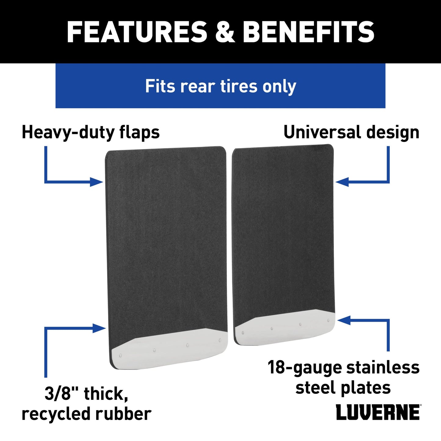 Luverne Universal Dually 20" x 23" Textured Rubber Mud Guards (2 Flaps)