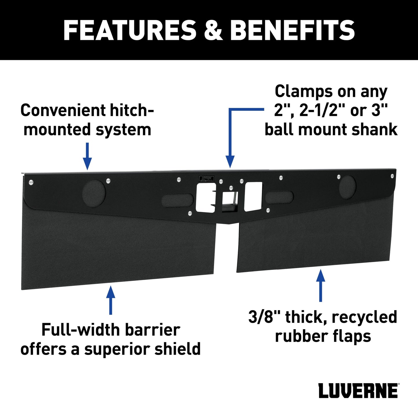 Luverne 15" Long Hitch-Mounted Textured Rubber Tow Guard (Fits 2", 2-1/2" or 3" Shank)