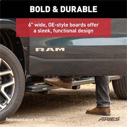 ARIES NovaTrac 6-in x 91-in Black E-Coat Steel Running Boards for Ford F-250/F-350/F-450 Super Duty SuperCrew (1999-2016) - 2554025