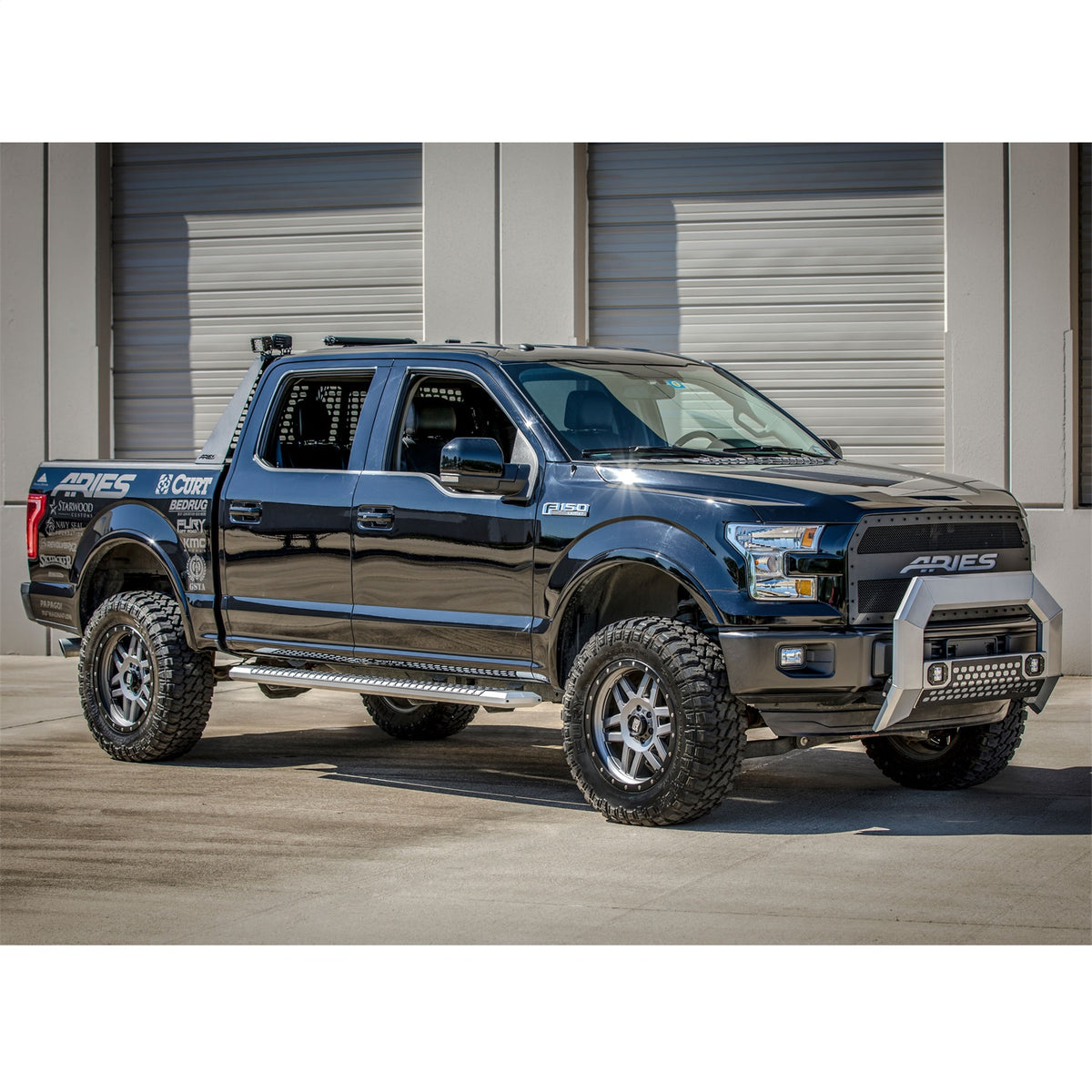 ARIES AdvantEDGE Chrome Aluminum 91-in Truck Running Boards for Ford F-150, F-150 Lightning, F-250/F-350/F-450/F-550 Super Duty (2015-2026) - 2555048