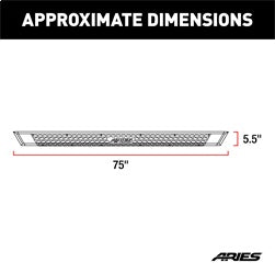 ARIES AdvantEDGE Black Aluminum 75-in Truck Running Boards for Dodge/RAM 1500, 1500 Classic Quad Cab (2009-2024) - 2556005