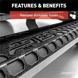 ARIES AdvantEDGE Black Aluminum 85-in Truck Running Boards for Toyota Tundra Access Cab/CrewMax Cab (2007-2021) - 2556019