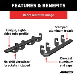 ARIES AdvantEDGE Black Aluminum 91-in Truck Running Boards for Chevrolet/GMC Colorado, Silverado/Sierra 2500 HD, 3500 HD (2007-2019) - 2556046
