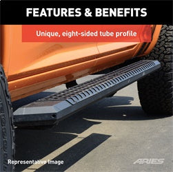 ARIES AdvantEDGE Black Aluminum 75-in Truck Running Boards for Chevrolet/GMC Sierra 1500 Limited, Silverado/Sierra 1500, 2500 HD, 3500 HD (2019-2026) - 2556051