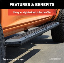 ARIES AdvantEDGE Black Aluminum 85-in Truck Running Boards for Toyota Tundra CrewMax Cab (2022-2026) - 2556055