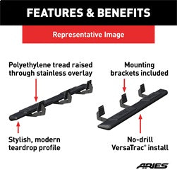 ARIES AscentStep Black Steel 5.5 x 91-in Truck Running Boards for Chevrolet/GMC Crew Cab (2019-2026) - 2558011