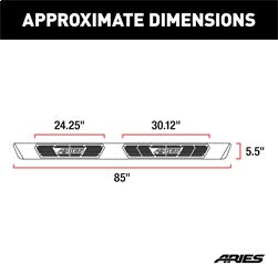ARIES AscentStep Black Steel 5.5 x 85-in Truck Running Boards for Toyota Tundra CrewMax Cab (2022-2026) - 2558055