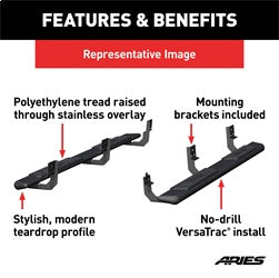 ARIES AscentStep Black Steel 5.5 x 85-in Truck Running Boards for Toyota Tundra CrewMax Cab (2022-2026) - 2558055