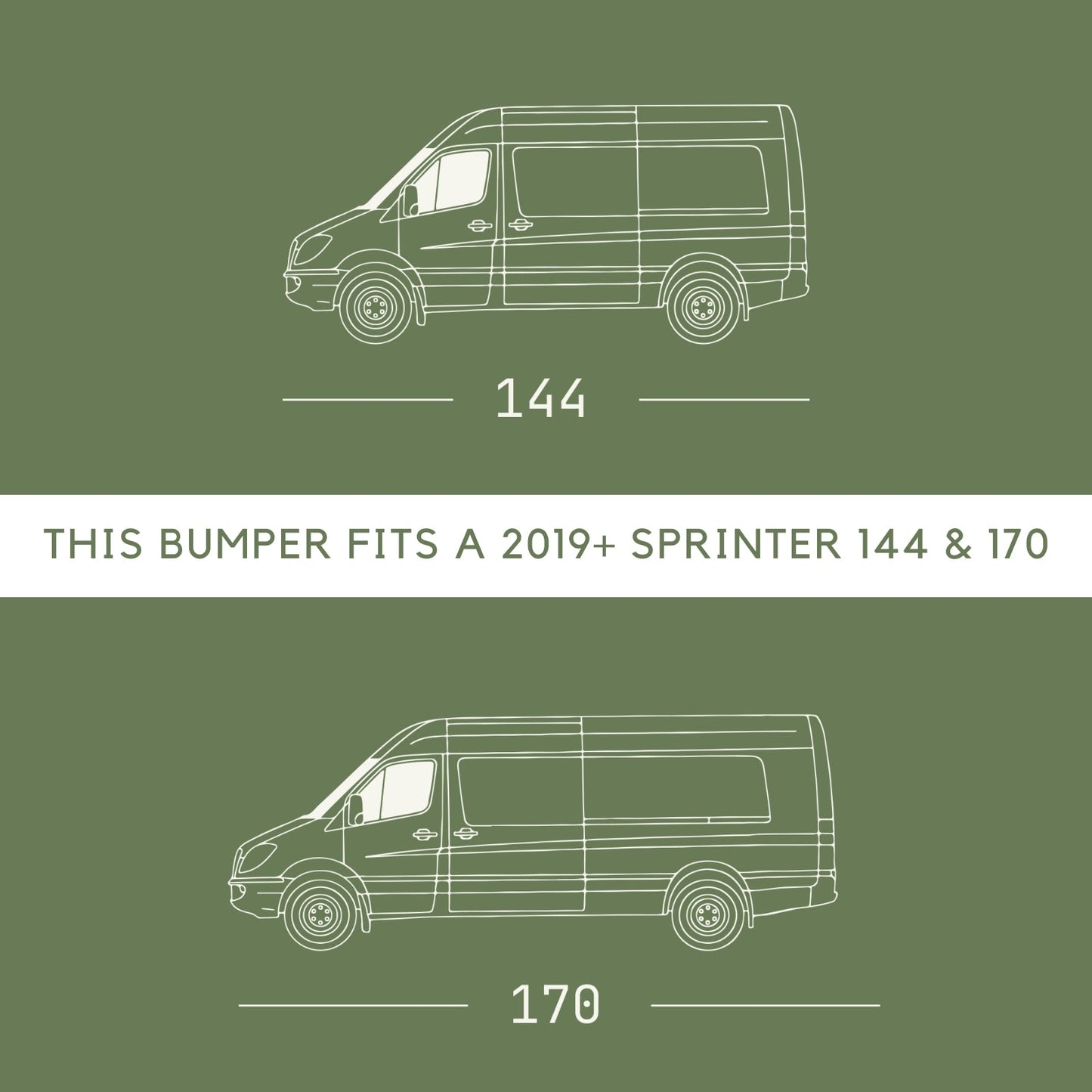 Vanspeed Defender Front Bumper w/ Universal Light Mounts for Mercedes Sprinter 144/170 (2019+) - VNSPD-007