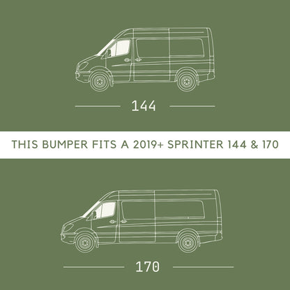 Vanspeed Defender Front Bumper w/ Universal Light Mounts for Mercedes Sprinter 144/170 (2019+) - VNSPD-007