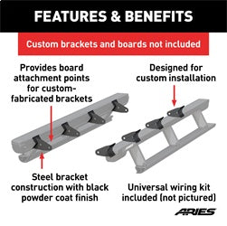 ARIES Universal ActionTrac Mounting Brackets (8-Pack, Fabricated Brackets Required) - 3025177