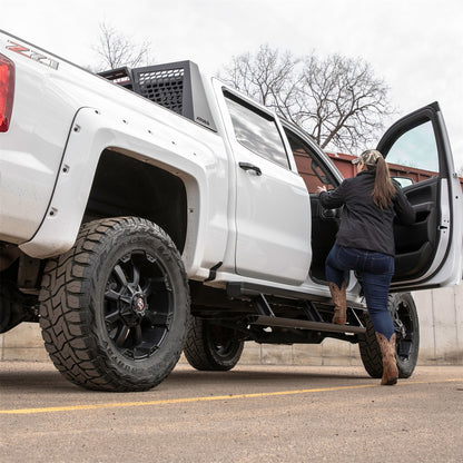 ARIES ActionTrac 83.6-in Retractable Powered Running Boards for Chevrolet/GMC Silverado/Sierra 1500, 2500 HD, 3500 HD Crew Cab (2014-2019) - 3047902