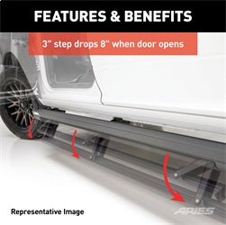 ARIES ActionTrac 87.6-in Retractable Powered Running Boards for Chevrolet/GMC Sierra 1500 Limited, Silverado/Sierra 1500, 2500 HD, 3500 HD (2019-2026) - 3048315