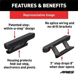 ARIES ActionTrac 87.6-in Retractable Powered Running Boards for Ford F-250/F-350/F-450 Super Duty SuperCrew (1999-2016) - 3048324