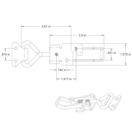 Buyers Products 6" Heavy Duty Stainless Steel Adjustable-Grip Draw Latch - 3049352