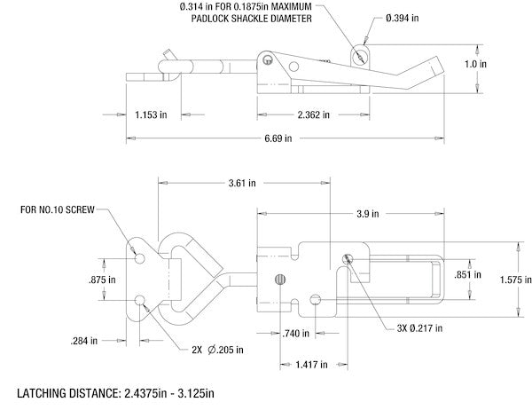 Buyers Products 6" Heavy Duty Stainless Steel Adjustable-Grip Draw Latch - 3049352