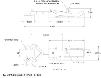 Buyers Products 6" Heavy Duty Stainless Steel Adjustable-Grip Draw Latch - 3049352