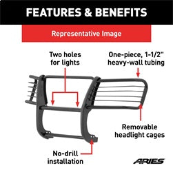 ARIES 1.5-in Black Steel Grille Guard for Ford F-250/F-350/F-450 Super Duty (2008-2010) - 3061