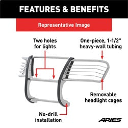 ARIES 1.5-in Polished Stainless Steel Grille Guard for Ford F-150 (2015-2024) - 3071-2