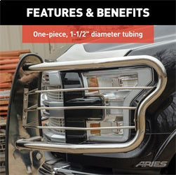 ARIES 1.5-in Polished Stainless Steel Grille Guard for Ford F-150 (2015-2024) - 3071-2