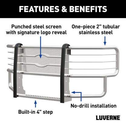 Luverne Prowler Max Polished Stainless Grille Guard, Select Silverado, Sierra 2500, 3500