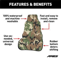 ARIES Seat Defender 58-in x 23-in Camo Waterproof Universal Bucket Car Seat Cover Protector - 3142-20