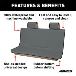 ARIES Seat Defender 58-in x 55-in Grey Waterproof Universal Bench Car Seat Cover Protector - 3146-01