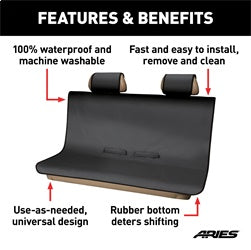 ARIES Seat Defender 58-in x 55-in Black Waterproof Universal Bench Car Seat Cover Protector - 3146-09